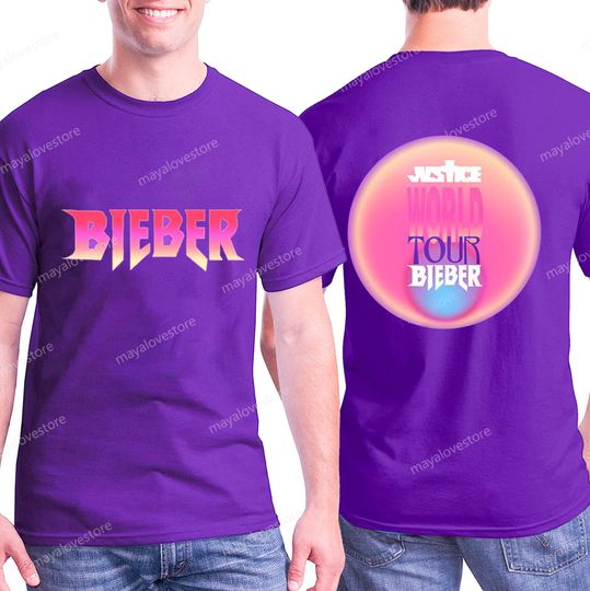 Discover Justin Bieber Tour Shirt, Justin Bieber Shirt, New Merch Justice World Tour Bieber Hoodie, Justin Bieber Double Sided Hoodie, Gift For Fans