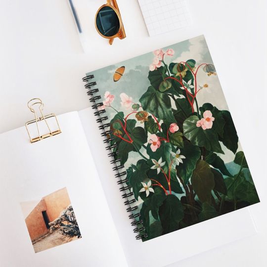 Discover Begonia Spiral Notebook - Ruled Line, Notebook, Spiral Notebook, Botanical Notebook, Floral Notebook