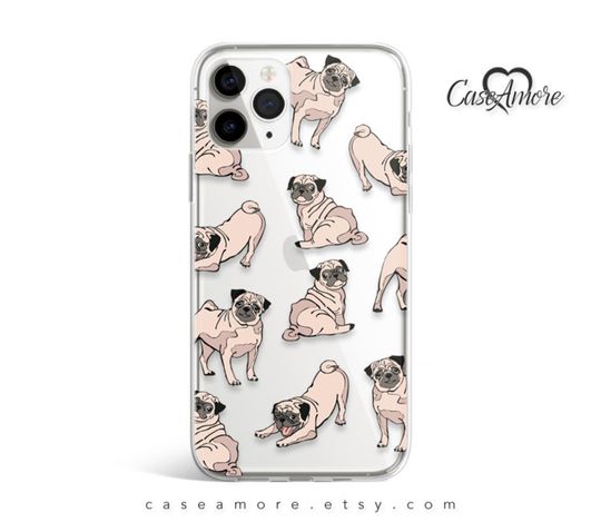 Discover Pug, iPhone 13 case, iPhone 12 case, iPhone 11 Pro case, iPhone XR case, Clear Rubber case, Dog Puppy