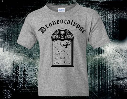 Discover Droneocalypse Tombstone Build Crash Repeat Skull FPV Drone Racing T-Shirt