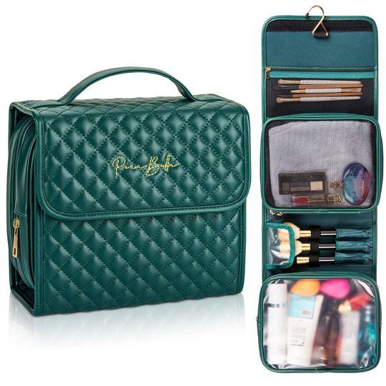 Discover Hanging Toiletry Bag, Foldable Cosmetic Bag Travel, Makeup Bag, Toiletry Bags for Women and Men, Portable Beauty Make Up Bags, Brush Holder