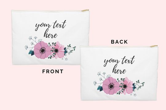Discover Personalized make up bags for women, Personalized pouch with zipper,  Your text here bag, Canvas zipper clutch personalized, 2 sided