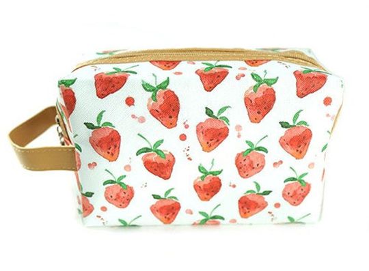 Discover Women's Strawberry Makeup Zipper Pouch Purse Pen Pencil Case Travel Cosmetic Bag Storage