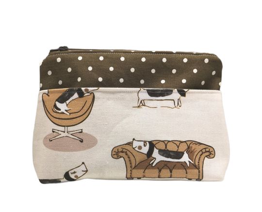 Discover Cosmetic bag, make up purse, cosmetic pouch, accessory bag, Dogs print, toiletry bag