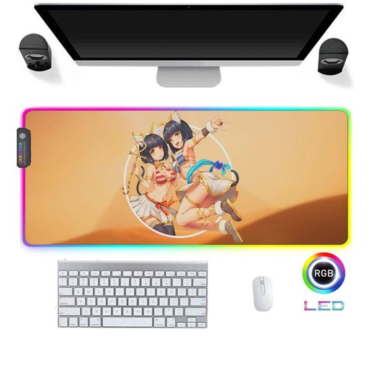 Discover Big Led RGB Gaming Mousepad Anime Girl Manga Sexy Cartoon Gamer Mausunterlage XXL Computer PC Mouse pad Desk Mat tc Mauspad