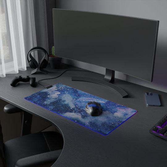 Discover LED Blue And Purple Cloud Mouse Pad/Desk Mat