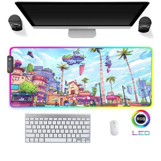 Discover XXL RGB Gaming Mousepad Big Led Artwork Scifi Cartoon City cyberpunk Gamer Mausunterlage Computer PC Mouse pad Desk Mat Mauspad