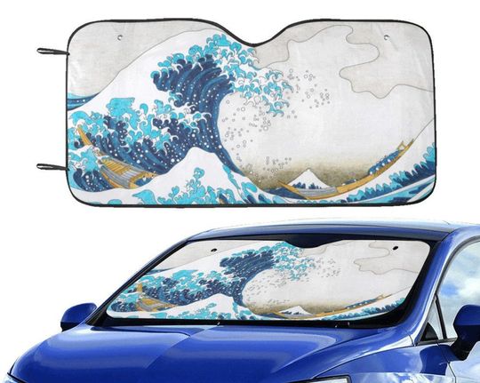 Discover Great Wave Japan Windshield Sun Shade, Ocean Sea Art Car Accessories Auto Protector Window Visor