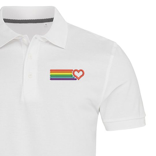 Discover Rainbow Heart Embroidered Polo Shirt For Man | Pride Polo shirt