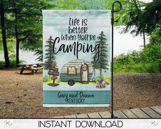 Discover RV Camper Campsite Flag, Life Is Better When You're Camping Garden Flag
