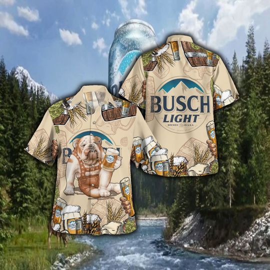 Discover Busch Light Bulldog funny Unisex Hawaiian Shirt