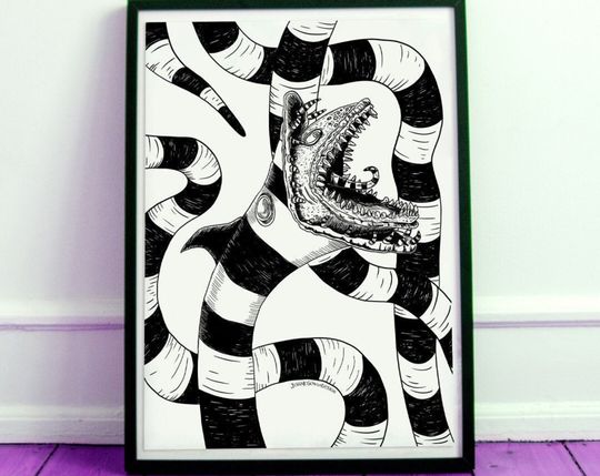 Discover Sandworm - Beetlejuice - Illustration Art Print - Halloween Film Wall Decor