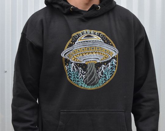 Discover Glow in the Dark Alien UFO Pullover Hoodie - UFO Sweatshirt