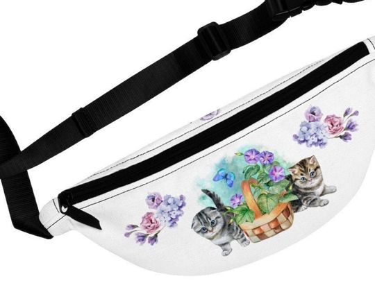 Discover Watercolor Kittens and Flowers Fanny Pack