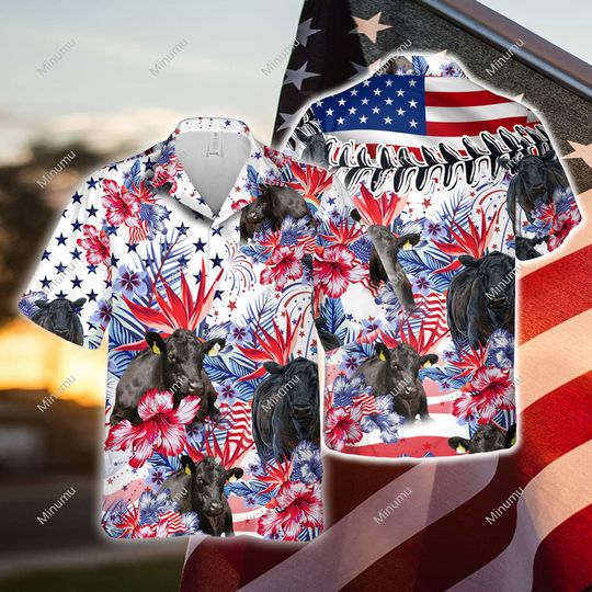 Discover Black Angus Cow Tropical Hawaii Shirt