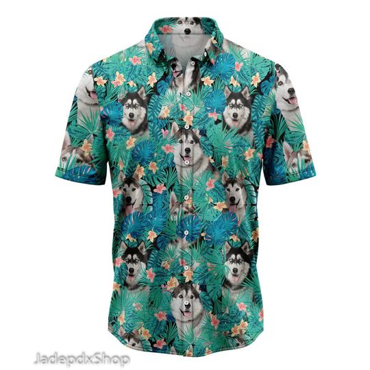 Discover Siberian Husky Tropical Hawaiian Shirt