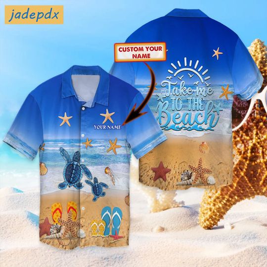 Discover Take Me To The Beach Turtle And Sea Creature Custom Hawaiian Shirt