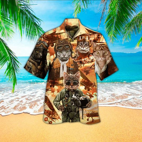Discover Cool Pilot Cat Hawaiian Shirt
