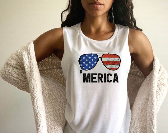 Discover Merica US Flag Tank Top