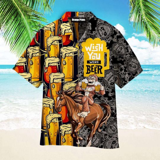 Discover I Like Horse And Beer Hawaiian Shirt For Men Horse Racing Sports Beer Shirt