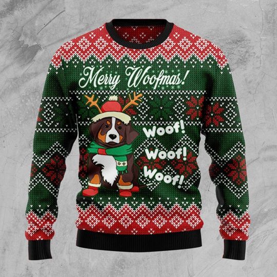 Discover Bernese Mountain Dog Woofmas Ugly Christmas Sweater, Christmas 3D Sweaters