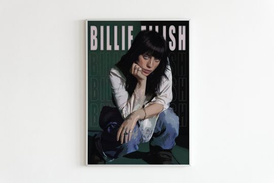 Discover Billie Eilish Halftone Poster - Vintage Style Pop Art