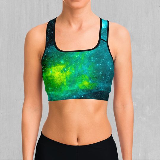 Discover Acidic Realm Outer Space Nebula Galaxy Sports Bra All-Over Print Sports Bra