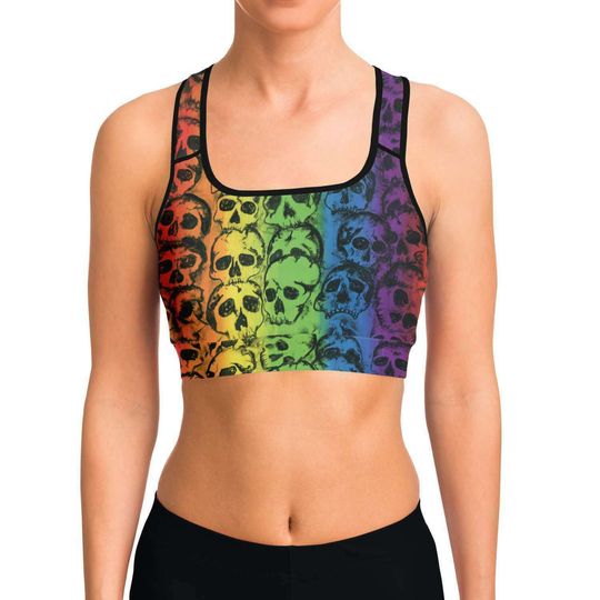 Discover Rainbow Skulls Sports Bra All-Over Print Sports Bra