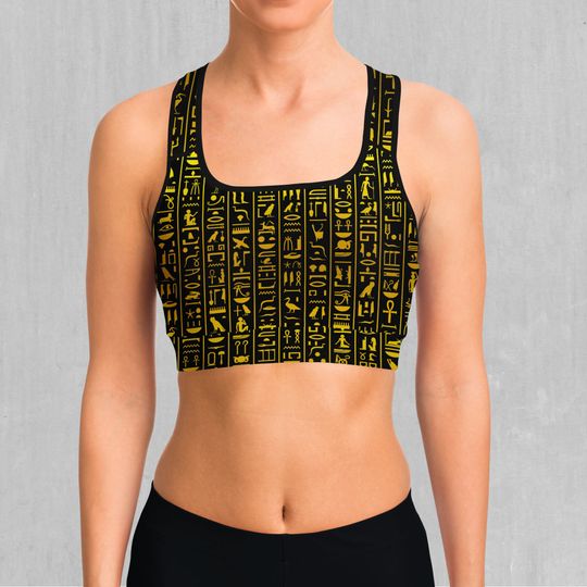 Discover Hieroglyphics Egyptian Symbols Sports Bra All-Over Print Sports Bra