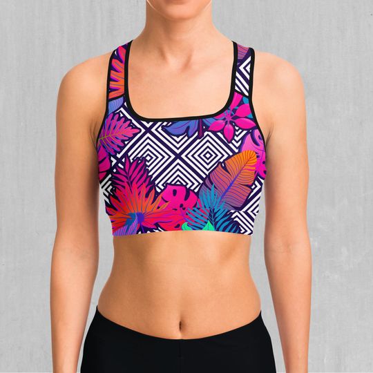 Discover Vault Tropic Floral Pattern Sports Bra All-Over Print Sports Bra
