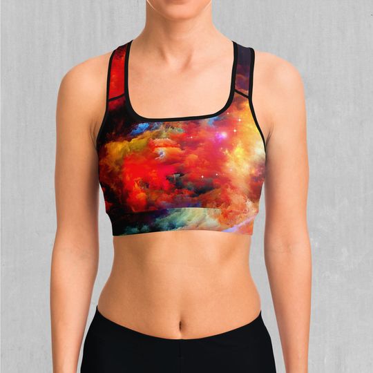 Discover Rainbow Galaxy Outer Space Galaxy Nebula Sports Bra All-Over Print Sports Bra