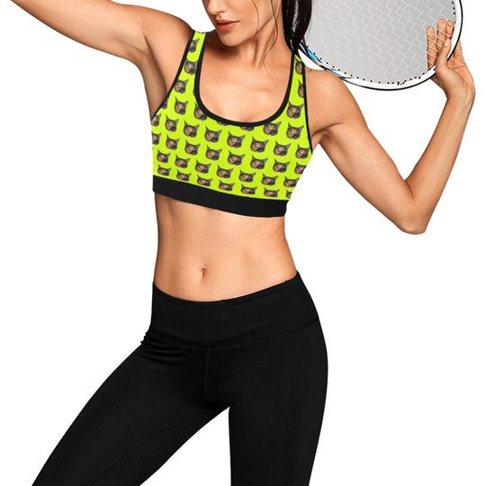 Discover Cat face print All-Over Print Sports Bra