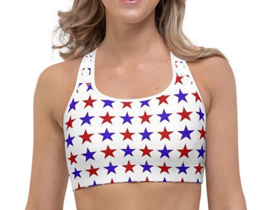 Discover USA Holiday Sports Bra All-Over Print Sports Bra