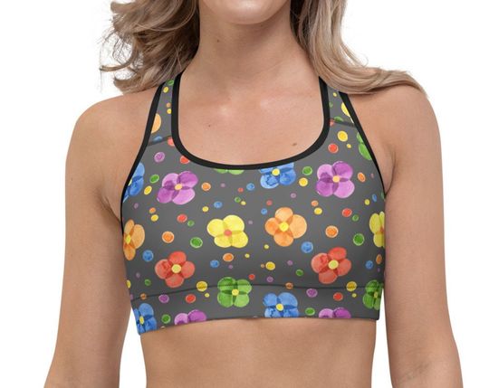 Discover Floral Pattern Sports Bra All-Over Print Sports Bra