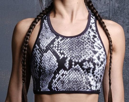 Discover Snakeskin Print Sports Bra All-Over Print Sports Bra