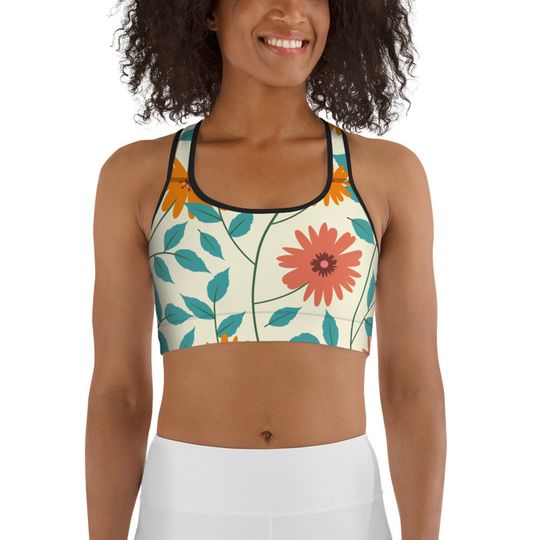 Discover Floral Pattern Sports Bra All-Over Print Sports Bra