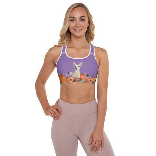 Discover Chihuahua on Purple Racerback Padded Sports Bra