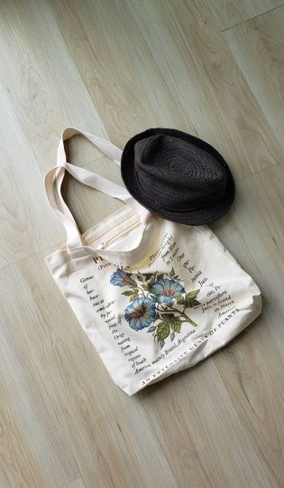 Discover Zippered Flower Canvas Tote Bag