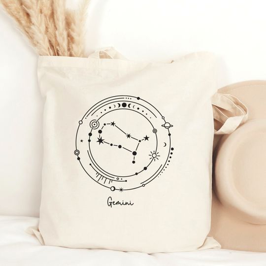 Discover Gemini Zodiac Constellation Tote Bag