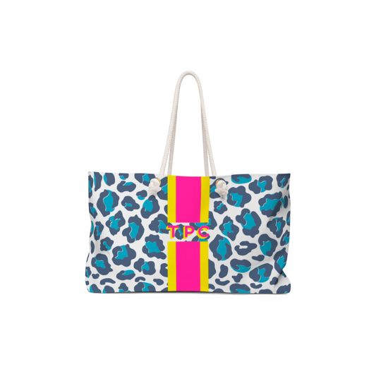 Discover blue leopard Monogram Weekender Bag