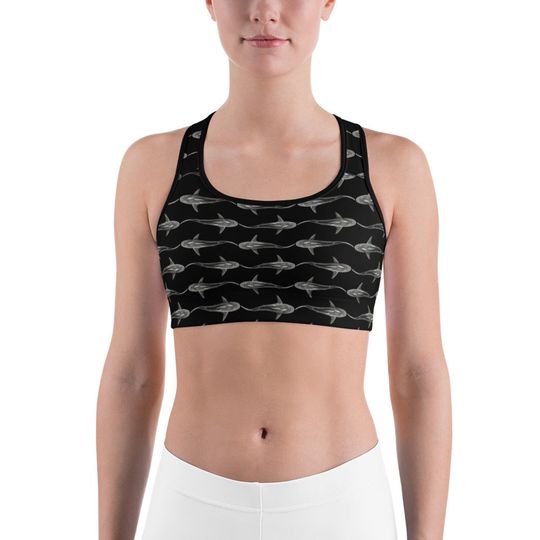 Discover Bull Shark Sports Bra  All-Over Print Sports Bra