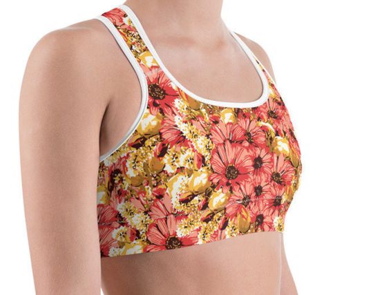 Discover Floral Sports bra  All-Over Print Sports Bra