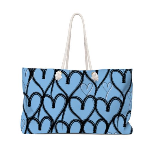 Discover Black and Blue Hearts Weekender Bag