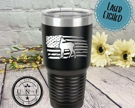 Discover Doe Flag Tumbler Coffee Mug, Deer Flag Tumbler