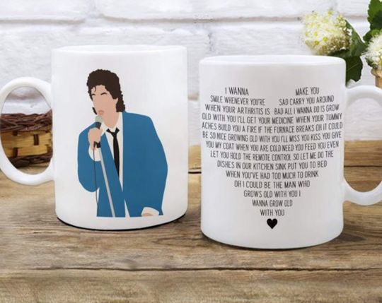 Discover Wedding Singer Movie Fan Merch Song Quote Grow Old With You Adam Sandler Mug