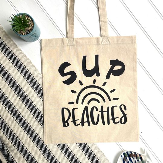Discover Beach tote bag, cotton bag, reusable shopping bag