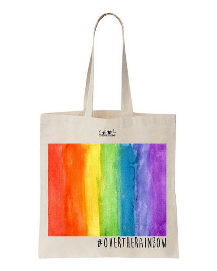 Discover Tote bag rainbow, rainbow canvas tote, canvas bag, tote bag
