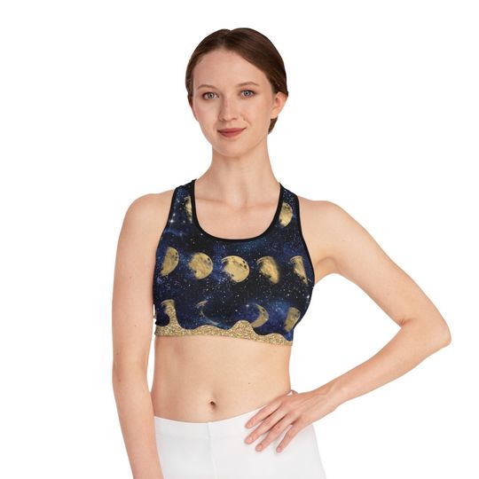 Discover Galaxy Moon Dripping Gold - All-Over Print Sports Bra