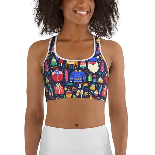 Discover Christmas Bra All-Over Print Sports Bra