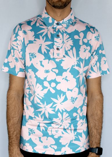 Discover Cabana Men's Golf Polo Short Sleeve Shirt Tropical Print